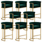 Glam Low Back Dining Stools Bucket Bar Stools with Metal Legs Green 8 Piece Set Clearhalo 'Bar Furniture' 'Bar Stools' 'bar_stools' 'furn' 'furn_bar_stools' 'Furniture' 'Kitchen & Dining Furniture' 6686628