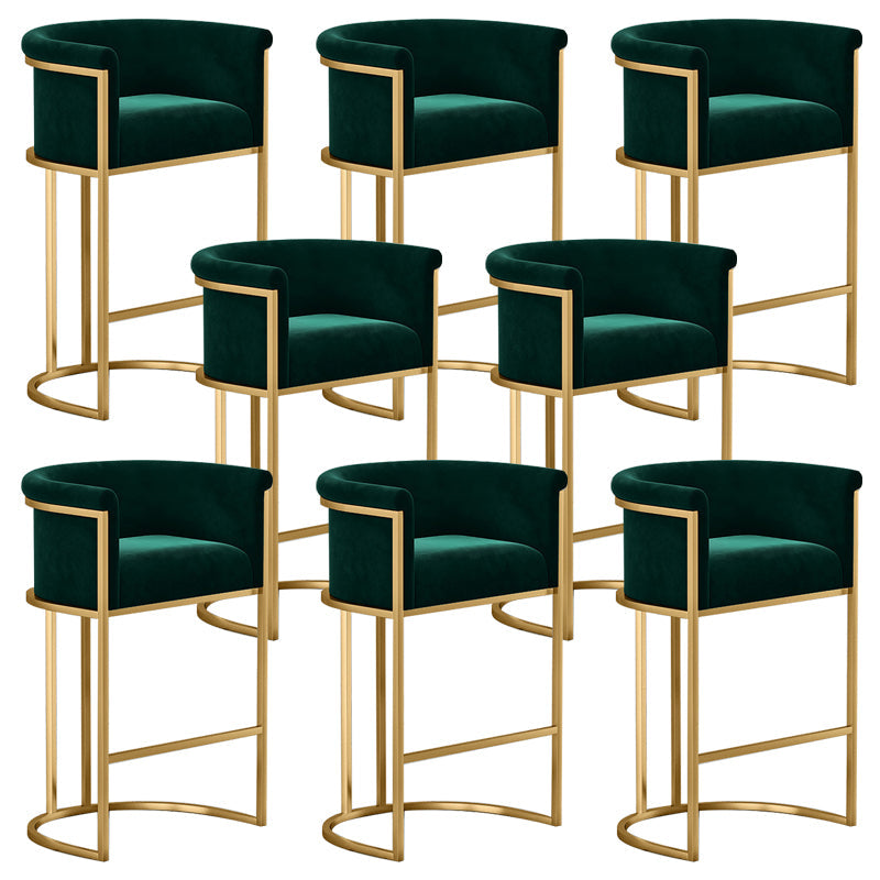 Glam Low Back Dining Stools Bucket Bar Stools with Metal Legs Green 8 Piece Set Clearhalo 'Bar Furniture' 'Bar Stools' 'bar_stools' 'furn' 'furn_bar_stools' 'Furniture' 'Kitchen & Dining Furniture' 6686628