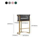 Glam Low Back Dining Stools Bucket Bar Stools with Metal Legs