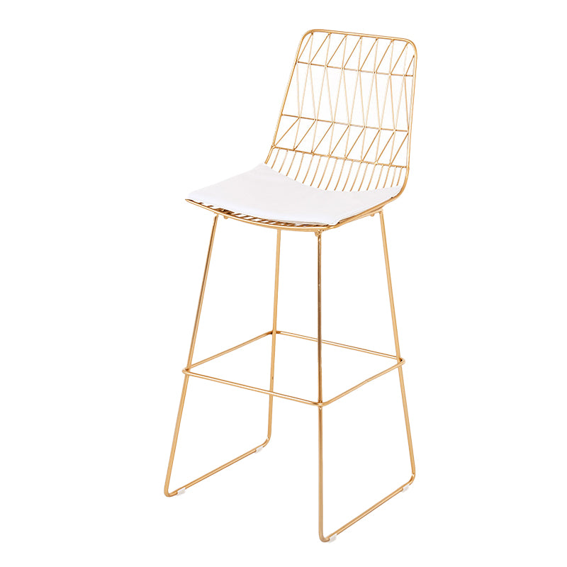 Taburetes de barra de metal glam -metal taburetes de comedor de espalda con patas de metal