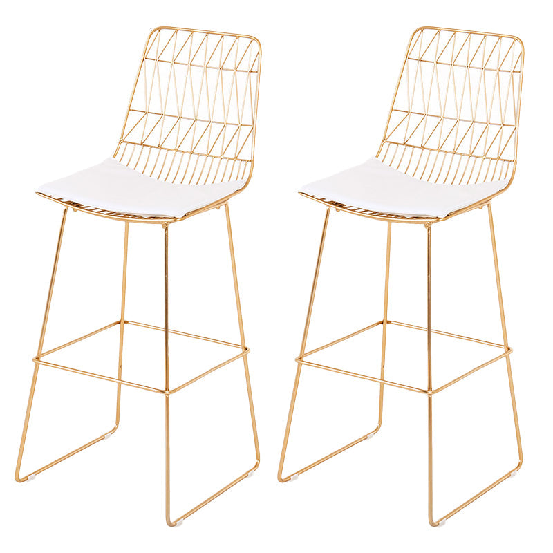 Taburetes de barra de metal glam -metal taburetes de comedor de espalda con patas de metal