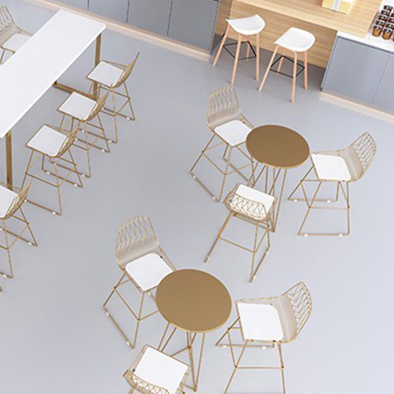 Taburetes de barra de metal glam -metal taburetes de comedor de espalda con patas de metal