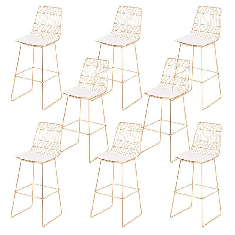 Taburetes de barra de metal glam -metal taburetes de comedor de espalda con patas de metal