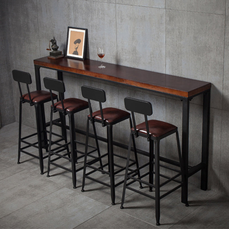 Contemporary Square Dining Stools Metal Bar Stools with Footrest