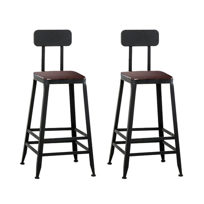 Contemporary Square Dining Stools Metal Bar Stools with Footrest