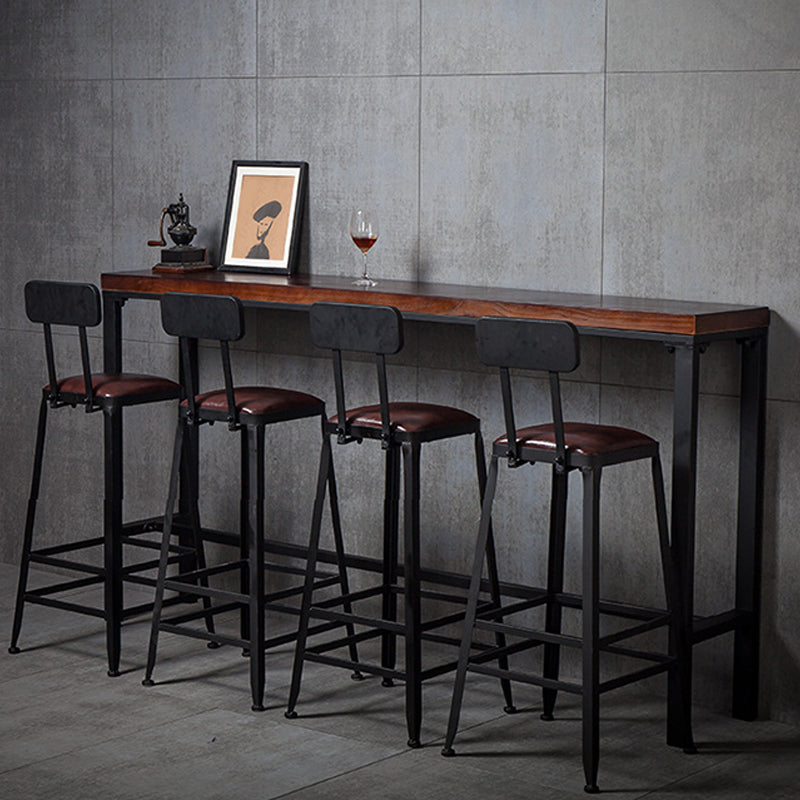 Contemporary Square Dining Stools Metal Bar Stools with Footrest
