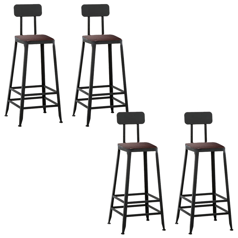 Contemporary Square Dining Stools Metal Bar Stools with Footrest