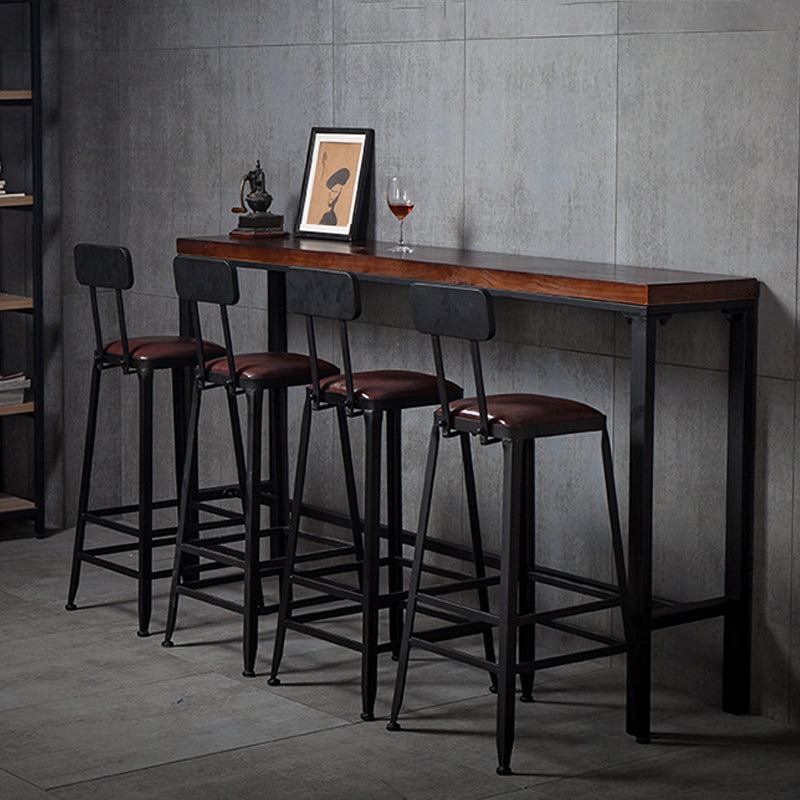 Contemporary Square Dining Stools Metal Bar Stools with Footrest