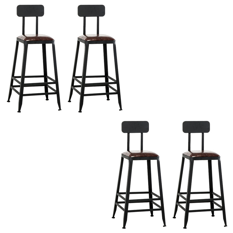 Contemporary Square Dining Stools Metal Bar Stools with Footrest
