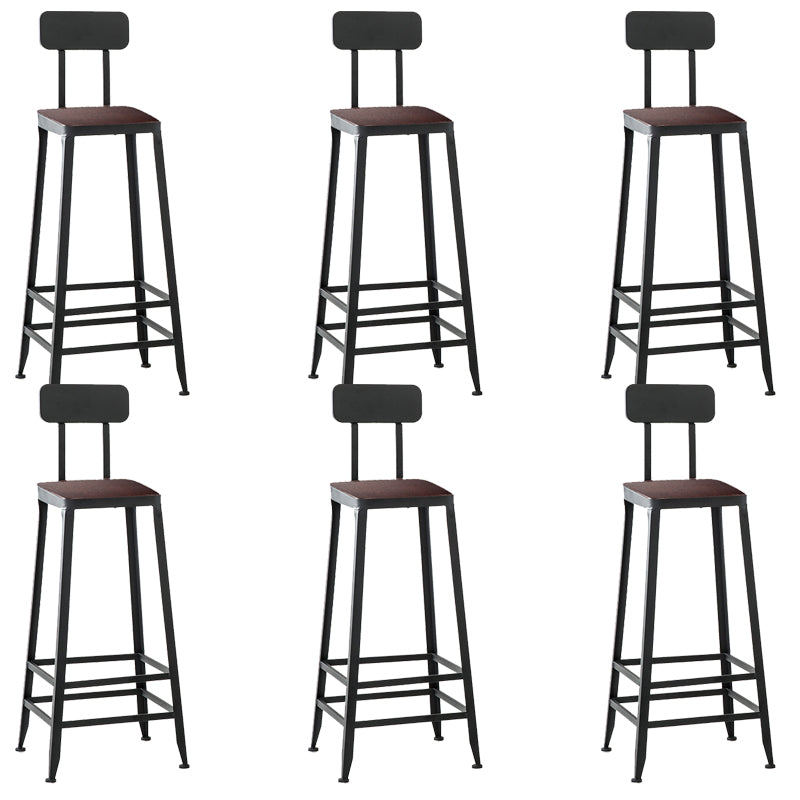 Contemporary Square Dining Stools Metal Bar Stools with Footrest