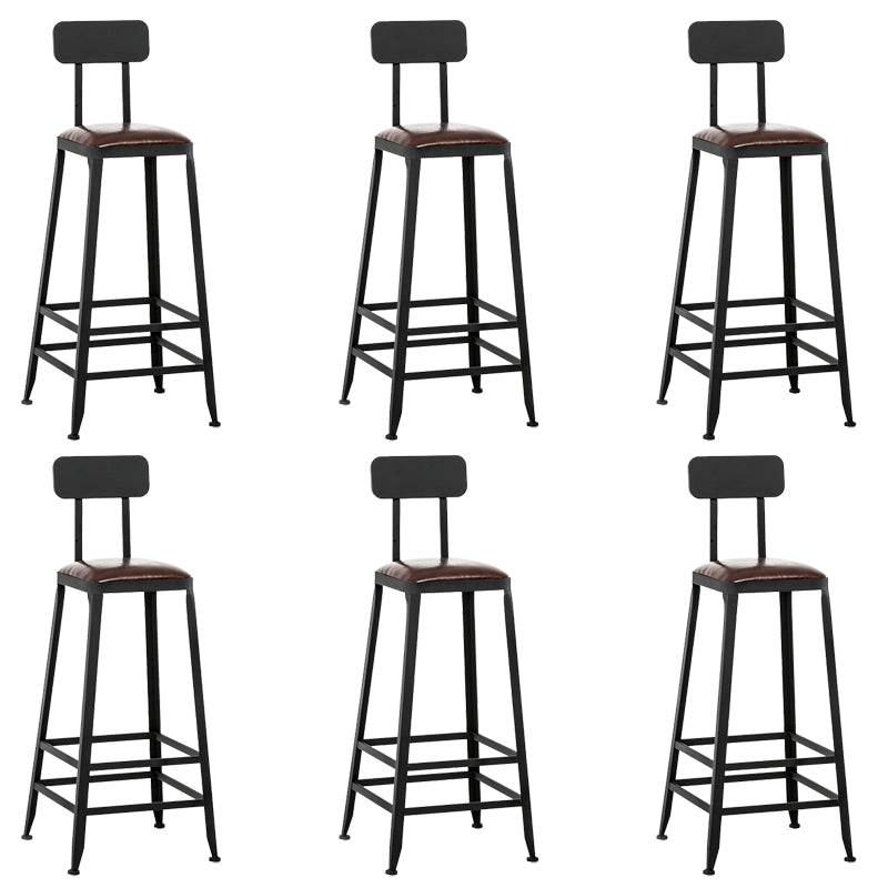 Contemporary Square Dining Stools Metal Bar Stools with Footrest