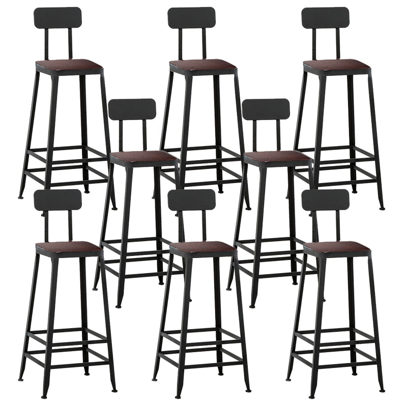 Contemporary Square Dining Stools Metal Bar Stools with Footrest