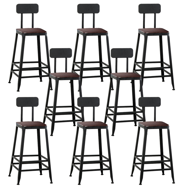 Contemporary Square Dining Stools Metal Bar Stools with Footrest