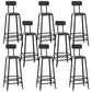 Contemporary Square Dining Stools Metal Bar Stools with Footrest