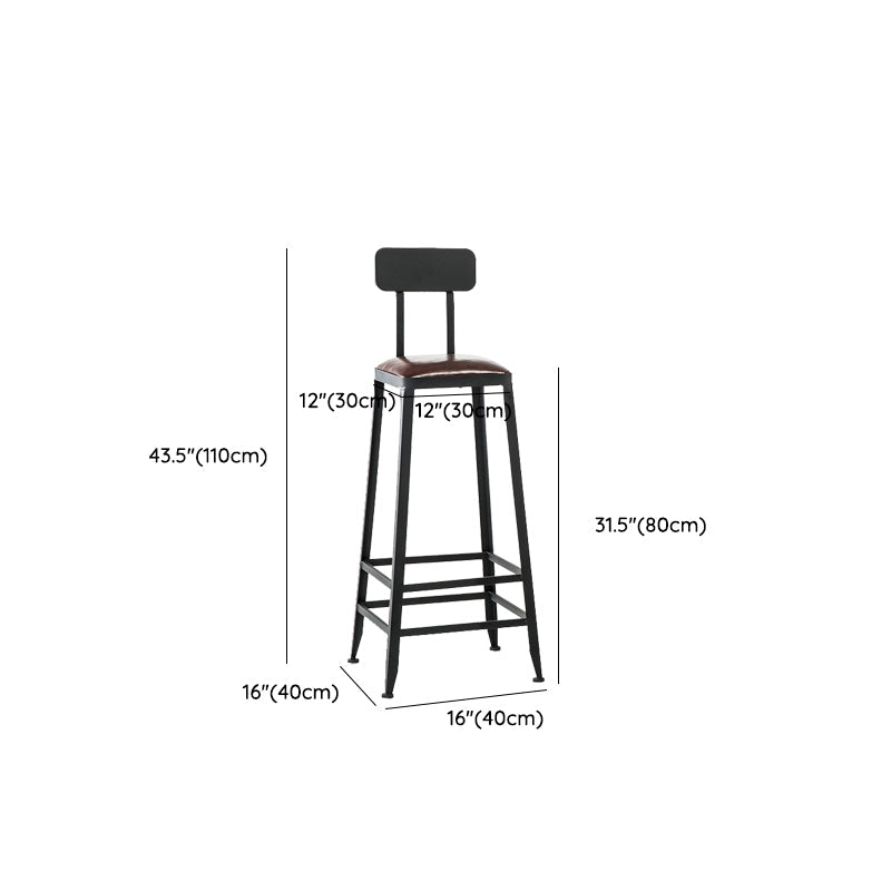 Contemporary Square Dining Stools Metal Bar Stools with Footrest