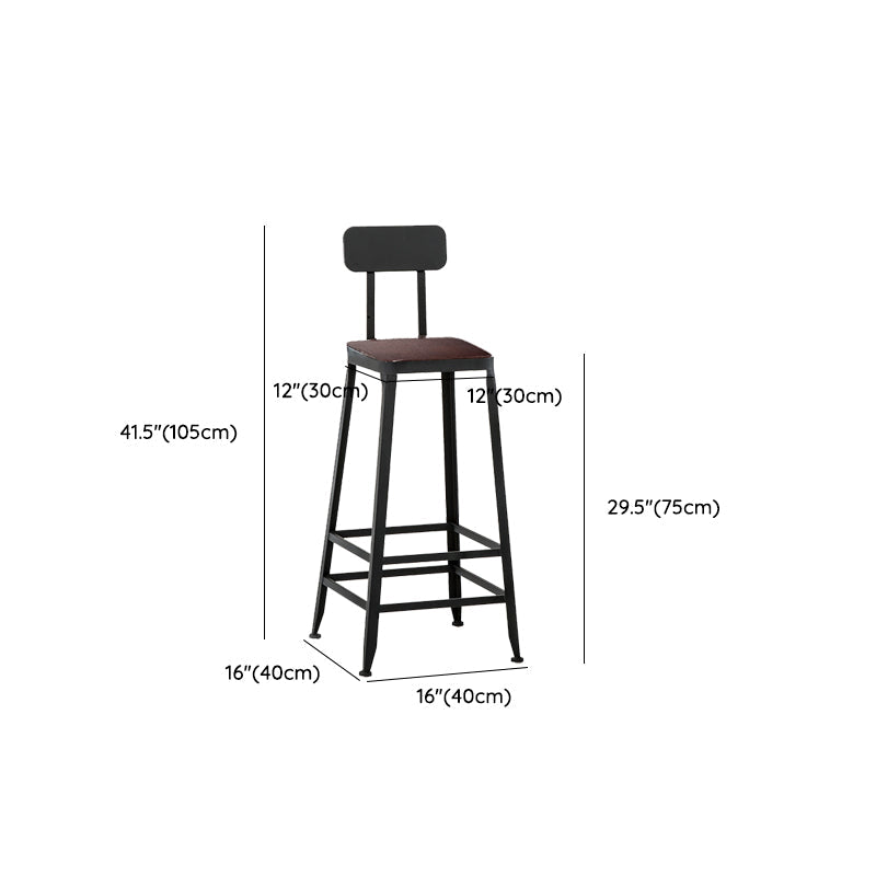 Contemporary Square Dining Stools Metal Bar Stools with Footrest