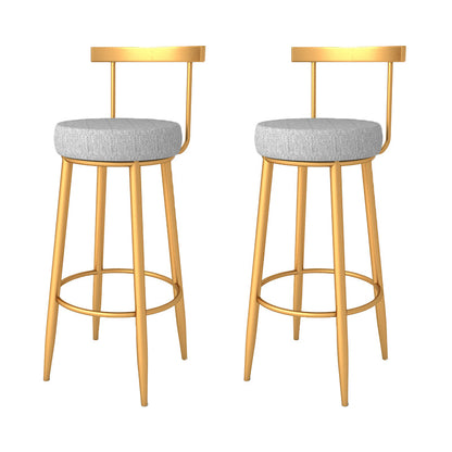 Metal Low Back Bar Stools Round Armless Dining Stools with Footrest