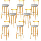 Metal Low Back Bar Stools Round Armless Dining Stools with Footrest