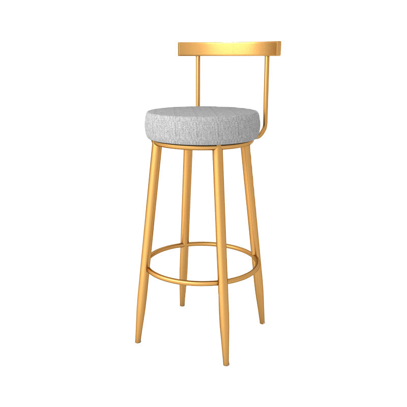 Metal Low Back Bar Stools Round Armless Dining Stools with Footrest
