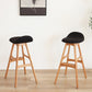 Solid Wood Dining Stools Contemporary Armless Bar Stools with Cushion