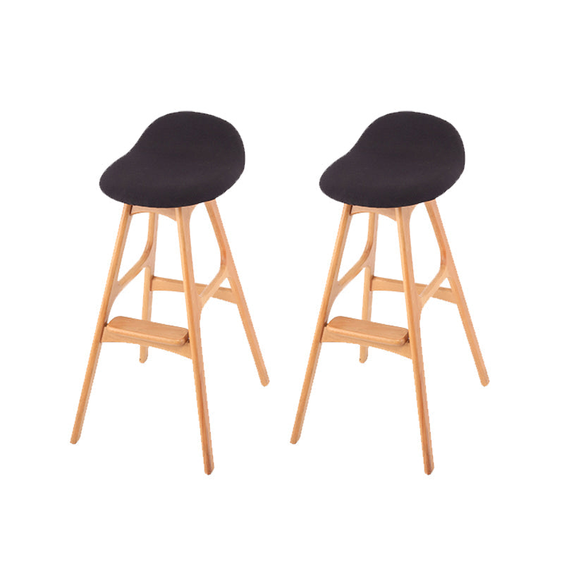 Solid Wood Dining Stools Contemporary Armless Bar Stools with Cushion