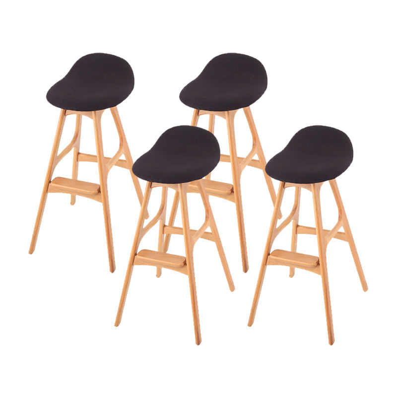 Solid Wood Dining Stools Contemporary Armless Bar Stools with Cushion