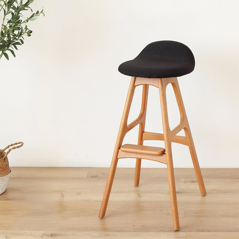 Solid Wood Dining Stools Contemporary Armless Bar Stools with Cushion