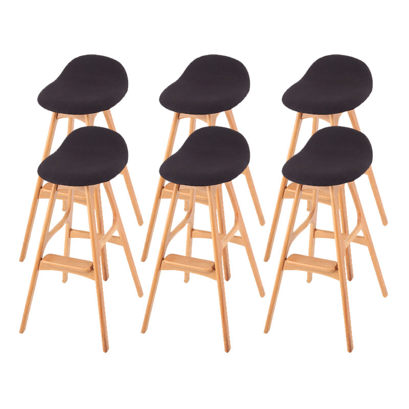 Solid Wood Dining Stools Contemporary Armless Bar Stools with Cushion