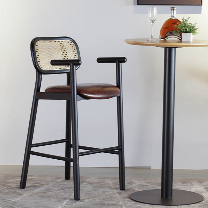 Solid Wood Dining Stools Contemporary Armed Bar Stools with Footrest Clearhalo 'Bar Furniture' 'Bar Stools' 'bar_stools' 'furn' 'furn_bar_stools' 'Furniture' 'Kitchen & Dining Furniture' 6686977