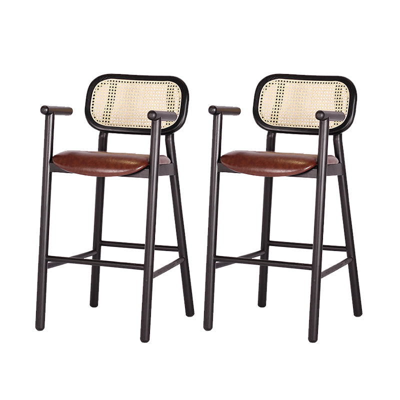 Solid Wood Dining Stools Contemporary Armed Bar Stools with Footrest 2 Piece Set Clearhalo 'Bar Furniture' 'Bar Stools' 'bar_stools' 'furn' 'furn_bar_stools' 'Furniture' 'Kitchen & Dining Furniture' 6686978