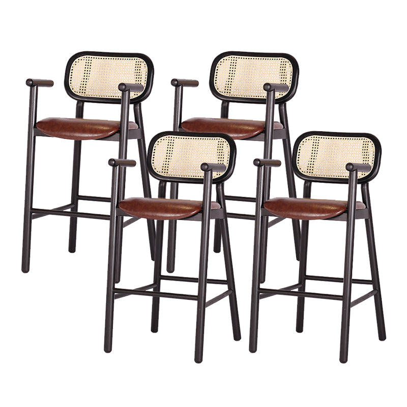 Solid Wood Dining Stools Contemporary Armed Bar Stools with Footrest 4 Piece Set Clearhalo 'Bar Furniture' 'Bar Stools' 'bar_stools' 'furn' 'furn_bar_stools' 'Furniture' 'Kitchen & Dining Furniture' 6686979