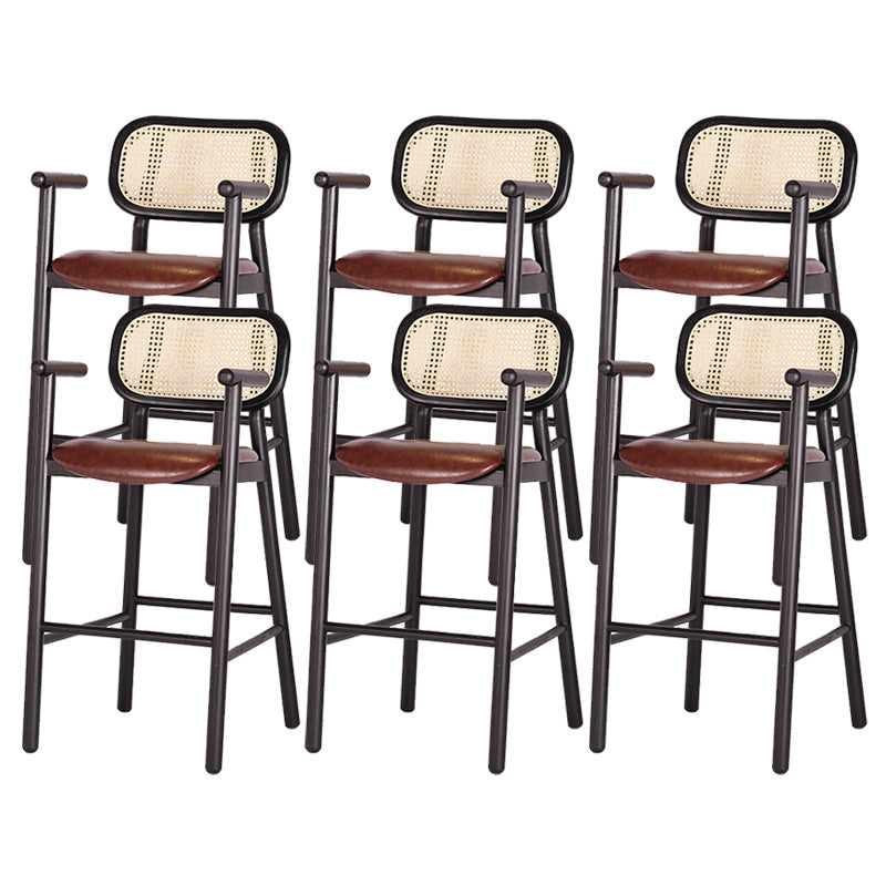 Solid Wood Dining Stools Contemporary Armed Bar Stools with Footrest 6 Piece Set Clearhalo 'Bar Furniture' 'Bar Stools' 'bar_stools' 'furn' 'furn_bar_stools' 'Furniture' 'Kitchen & Dining Furniture' 6686981
