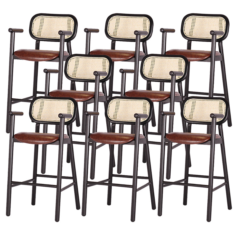 Solid Wood Dining Stools Contemporary Armed Bar Stools with Footrest 8 Piece Set Clearhalo 'Bar Furniture' 'Bar Stools' 'bar_stools' 'furn' 'furn_bar_stools' 'Furniture' 'Kitchen & Dining Furniture' 6686983