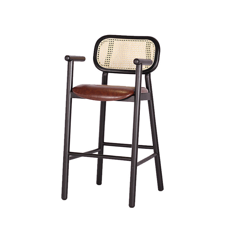 Solid Wood Dining Stools Contemporary Armed Bar Stools with Footrest Clearhalo 'Bar Furniture' 'Bar Stools' 'bar_stools' 'furn' 'furn_bar_stools' 'Furniture' 'Kitchen & Dining Furniture' 6686984