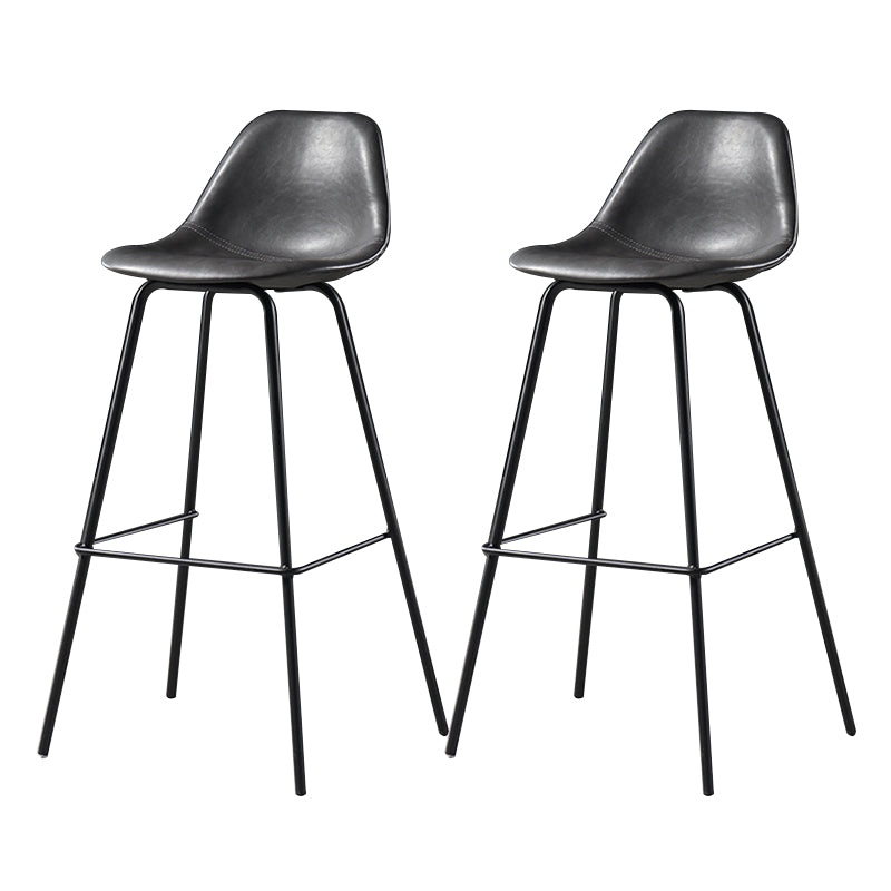 Faux Leather Dining Stools Contemporary Armless Bar Stools with Metal Base Gray 2 Piece Set Clearhalo 'Bar Furniture' 'Bar Stools' 'bar_stools' 'furn' 'furn_bar_stools' 'Furniture' 'Kitchen & Dining Furniture' 6687011