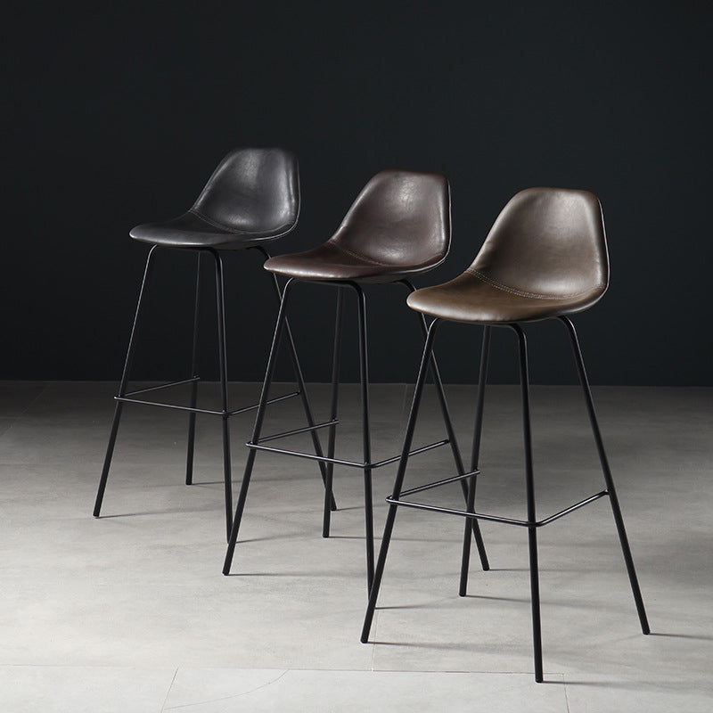 Faux Leather Dining Stools Contemporary Armless Bar Stools with Metal Base Clearhalo 'Bar Furniture' 'Bar Stools' 'bar_stools' 'furn' 'furn_bar_stools' 'Furniture' 'Kitchen & Dining Furniture' 6687012