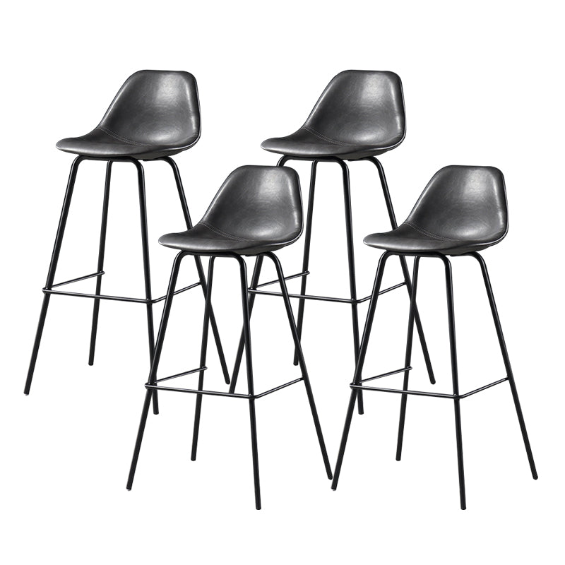 Faux Leather Dining Stools Contemporary Armless Bar Stools with Metal Base Gray 4 Piece Set Clearhalo 'Bar Furniture' 'Bar Stools' 'bar_stools' 'furn' 'furn_bar_stools' 'Furniture' 'Kitchen & Dining Furniture' 6687013
