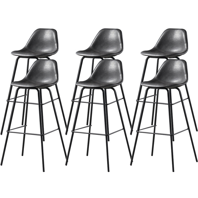 Faux Leather Dining Stools Contemporary Armless Bar Stools with Metal Base Gray 6 Piece Set Clearhalo 'Bar Furniture' 'Bar Stools' 'bar_stools' 'furn' 'furn_bar_stools' 'Furniture' 'Kitchen & Dining Furniture' 6687016