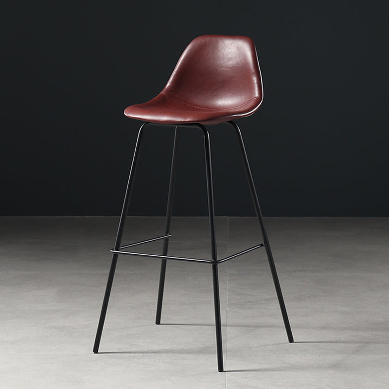 Faux Leather Dining Stools Contemporary Armless Bar Stools with Metal Base Red 1 Piece Clearhalo 'Bar Furniture' 'Bar Stools' 'bar_stools' 'furn' 'furn_bar_stools' 'Furniture' 'Kitchen & Dining Furniture' 6687020