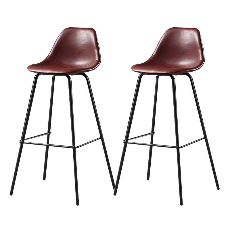 Faux Leather Dining Stools Contemporary Armless Bar Stools with Metal Base Red 2 Piece Set Clearhalo 'Bar Furniture' 'Bar Stools' 'bar_stools' 'furn' 'furn_bar_stools' 'Furniture' 'Kitchen & Dining Furniture' 6687021