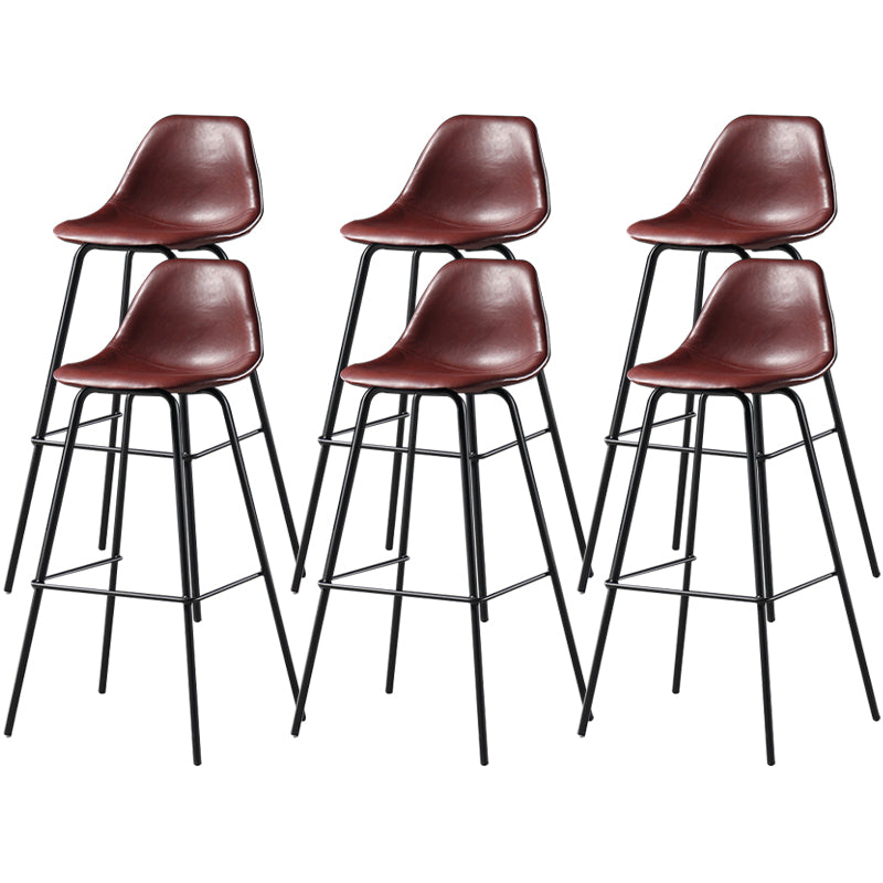 Faux Leather Dining Stools Contemporary Armless Bar Stools with Metal Base Red 6 Piece Set Clearhalo 'Bar Furniture' 'Bar Stools' 'bar_stools' 'furn' 'furn_bar_stools' 'Furniture' 'Kitchen & Dining Furniture' 6687025
