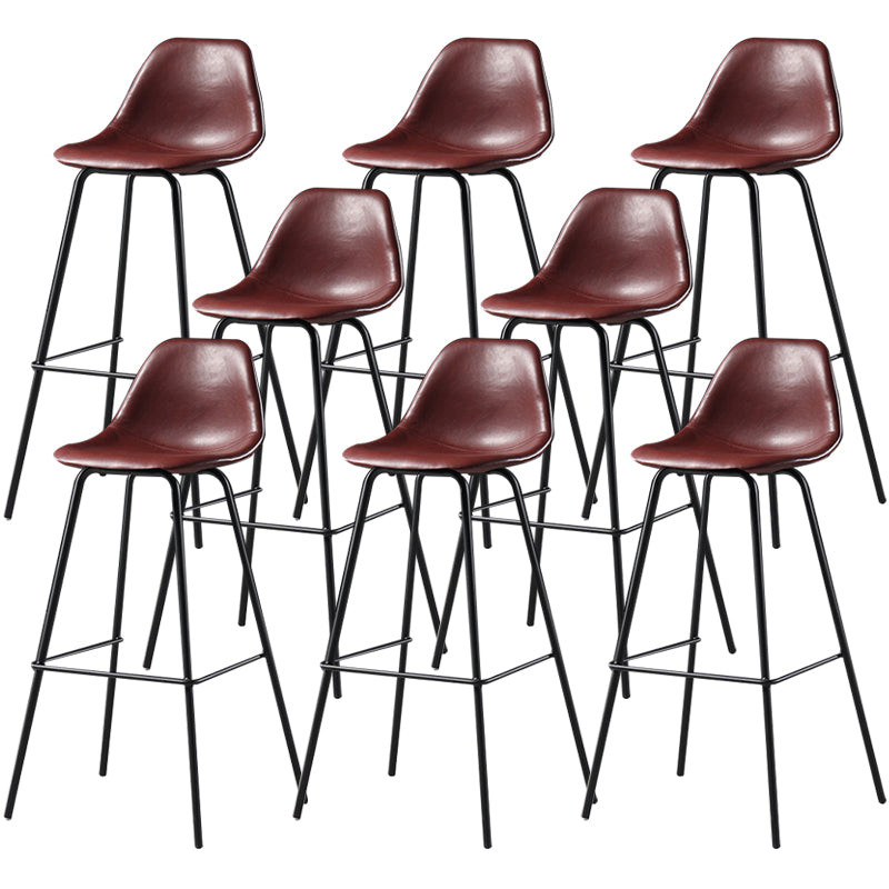 Faux Leather Dining Stools Contemporary Armless Bar Stools with Metal Base Red 8 Piece Set Clearhalo 'Bar Furniture' 'Bar Stools' 'bar_stools' 'furn' 'furn_bar_stools' 'Furniture' 'Kitchen & Dining Furniture' 6687027