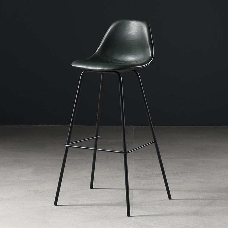 Faux Leather Dining Stools Contemporary Armless Bar Stools with Metal Base Green 1 Piece Clearhalo 'Bar Furniture' 'Bar Stools' 'bar_stools' 'furn' 'furn_bar_stools' 'Furniture' 'Kitchen & Dining Furniture' 6687028