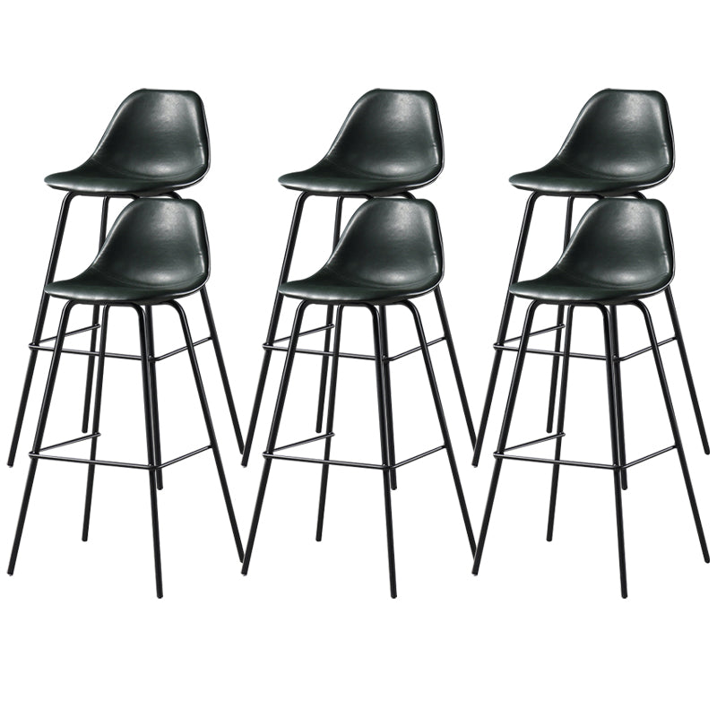 Faux Leather Dining Stools Contemporary Armless Bar Stools with Metal Base Green 6 Piece Set Clearhalo 'Bar Furniture' 'Bar Stools' 'bar_stools' 'furn' 'furn_bar_stools' 'Furniture' 'Kitchen & Dining Furniture' 6687031