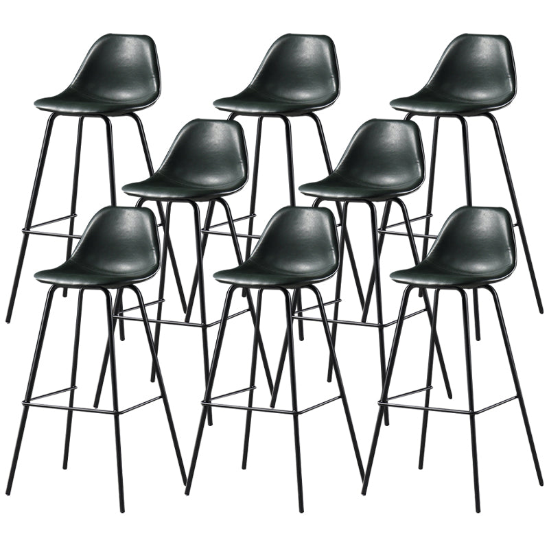 Faux Leather Dining Stools Contemporary Armless Bar Stools with Metal Base Green 8 Piece Set Clearhalo 'Bar Furniture' 'Bar Stools' 'bar_stools' 'furn' 'furn_bar_stools' 'Furniture' 'Kitchen & Dining Furniture' 6687032