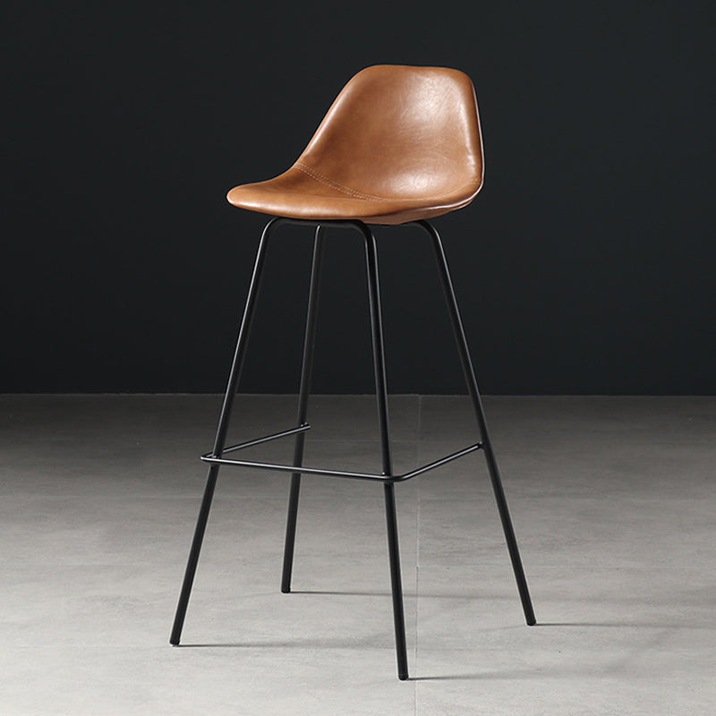 Faux Leather Dining Stools Contemporary Armless Bar Stools with Metal Base Brown 1 Piece Clearhalo 'Bar Furniture' 'Bar Stools' 'bar_stools' 'furn' 'furn_bar_stools' 'Furniture' 'Kitchen & Dining Furniture' 6687033