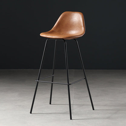 Faux Leather Dining Stools Contemporary Armless Bar Stools with Metal Base Brown 1 Piece Clearhalo 'Bar Furniture' 'Bar Stools' 'bar_stools' 'furn' 'furn_bar_stools' 'Furniture' 'Kitchen & Dining Furniture' 6687033