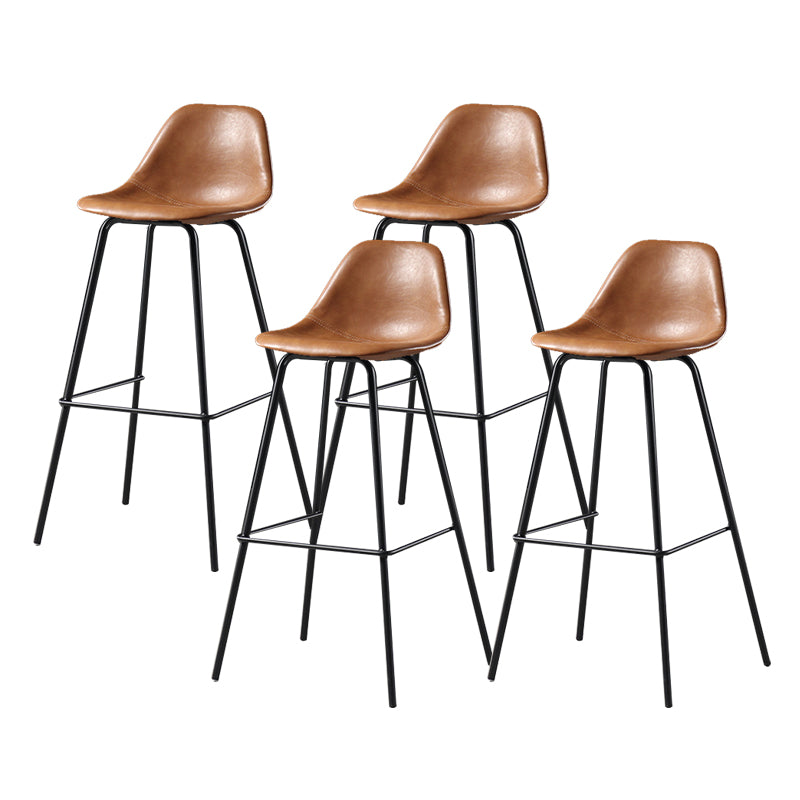 Faux Leather Dining Stools Contemporary Armless Bar Stools with Metal Base Brown 4 Piece Set Clearhalo 'Bar Furniture' 'Bar Stools' 'bar_stools' 'furn' 'furn_bar_stools' 'Furniture' 'Kitchen & Dining Furniture' 6687035