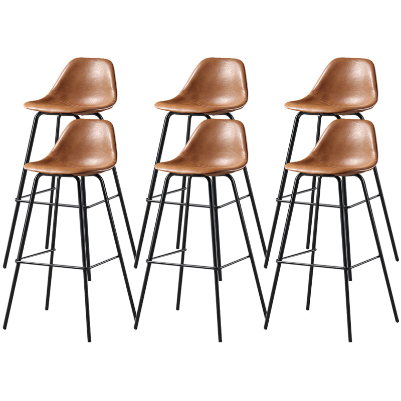 Faux Leather Dining Stools Contemporary Armless Bar Stools with Metal Base Brown 6 Piece Set Clearhalo 'Bar Furniture' 'Bar Stools' 'bar_stools' 'furn' 'furn_bar_stools' 'Furniture' 'Kitchen & Dining Furniture' 6687036
