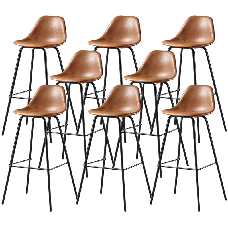 Faux Leather Dining Stools Contemporary Armless Bar Stools with Metal Base Brown 8 Piece Set Clearhalo 'Bar Furniture' 'Bar Stools' 'bar_stools' 'furn' 'furn_bar_stools' 'Furniture' 'Kitchen & Dining Furniture' 6687037